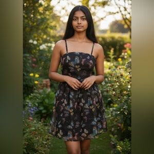 Lulu's Black Floral Mini Dress